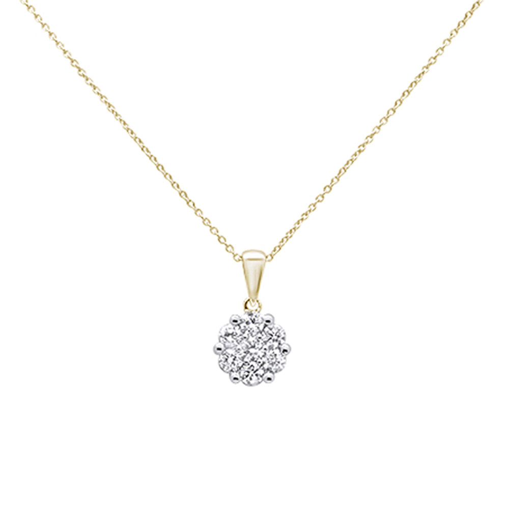 ''SPECIAL!.52cts 14k Yellow GOLD Round Diamond Cluster Pendant Necklace 18'''' Long''