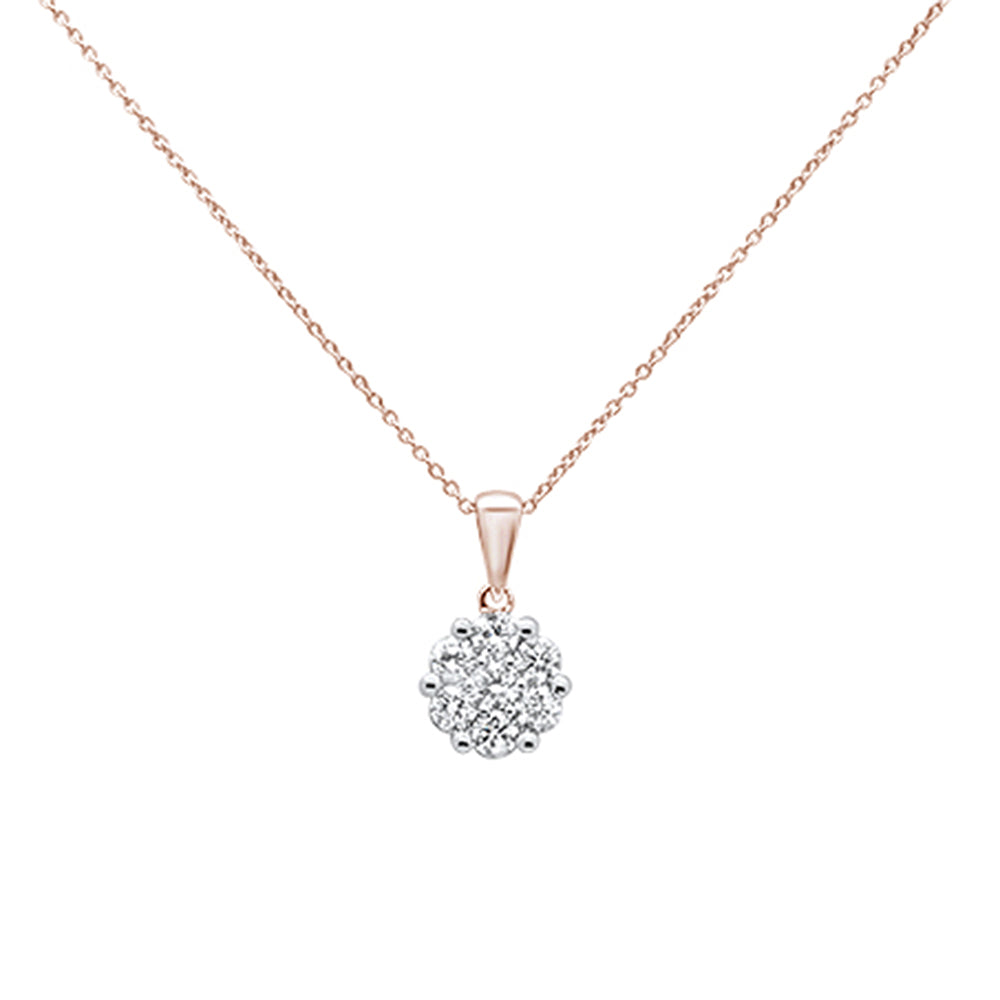 ''SPECIAL!.5cts 14k Rose Gold Round Diamond Cluster Pendant NECKLACE 18'''' LongSPECIAL!''