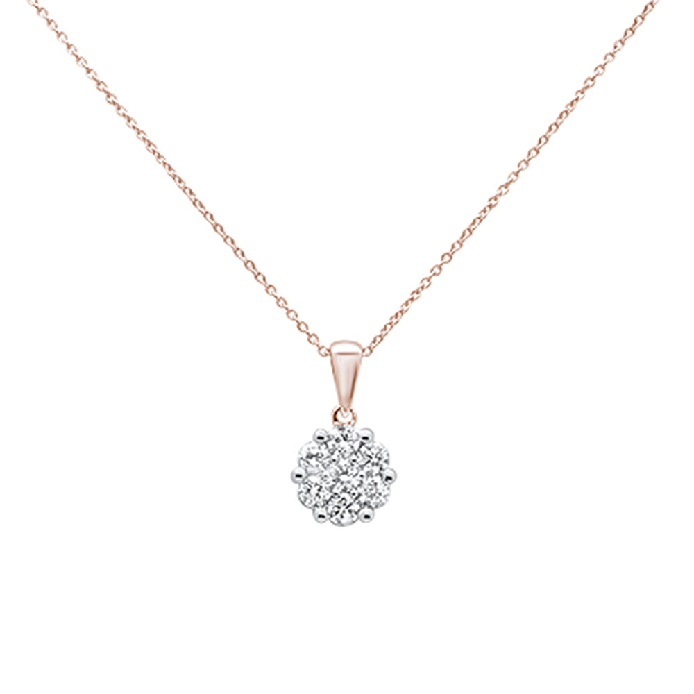 ''SPECIAL!.5cts 14k Rose GOLD Round Diamond Cluster Pendant Necklace 18'''' LongSPECIAL!''