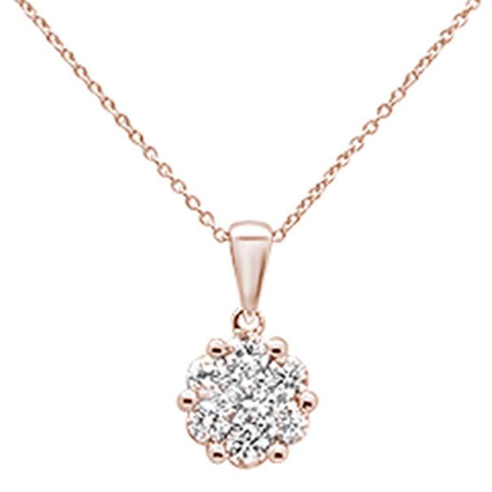 ''SPECIAL!72ct 14k Rose Gold Round DIAMOND Cluster Pendant Necklace 18'''' Long''