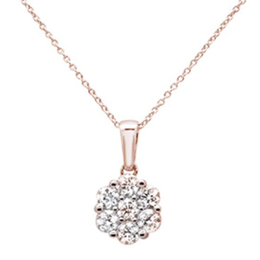 ''SPECIAL!1.03ct 14k Rose Gold DIAMOND Cluster Pendant Necklace 18'''' Long''