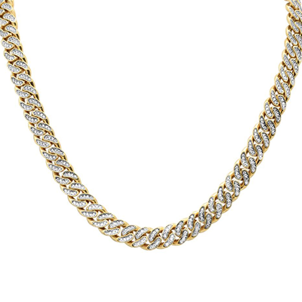 <span style="color:purple">SPECIAL!</span>7mm 4.11ct G SI 14k Yellow Gold Diamond Round Cuban Necklace 22"