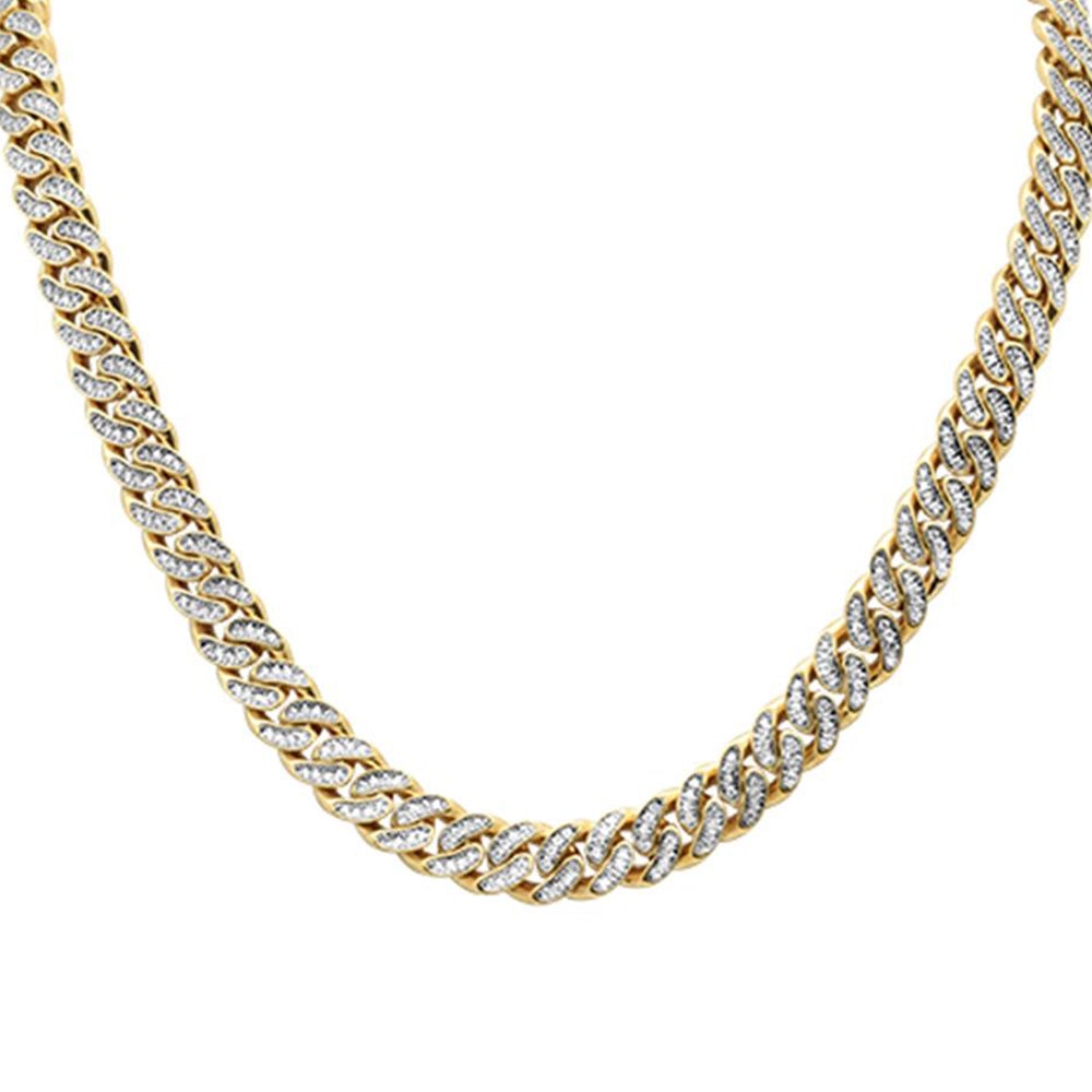 ''SPECIAL! 4mm 2.09ct 14k Yellow GOLD Diamond Round Cuban Necklace 18''''''