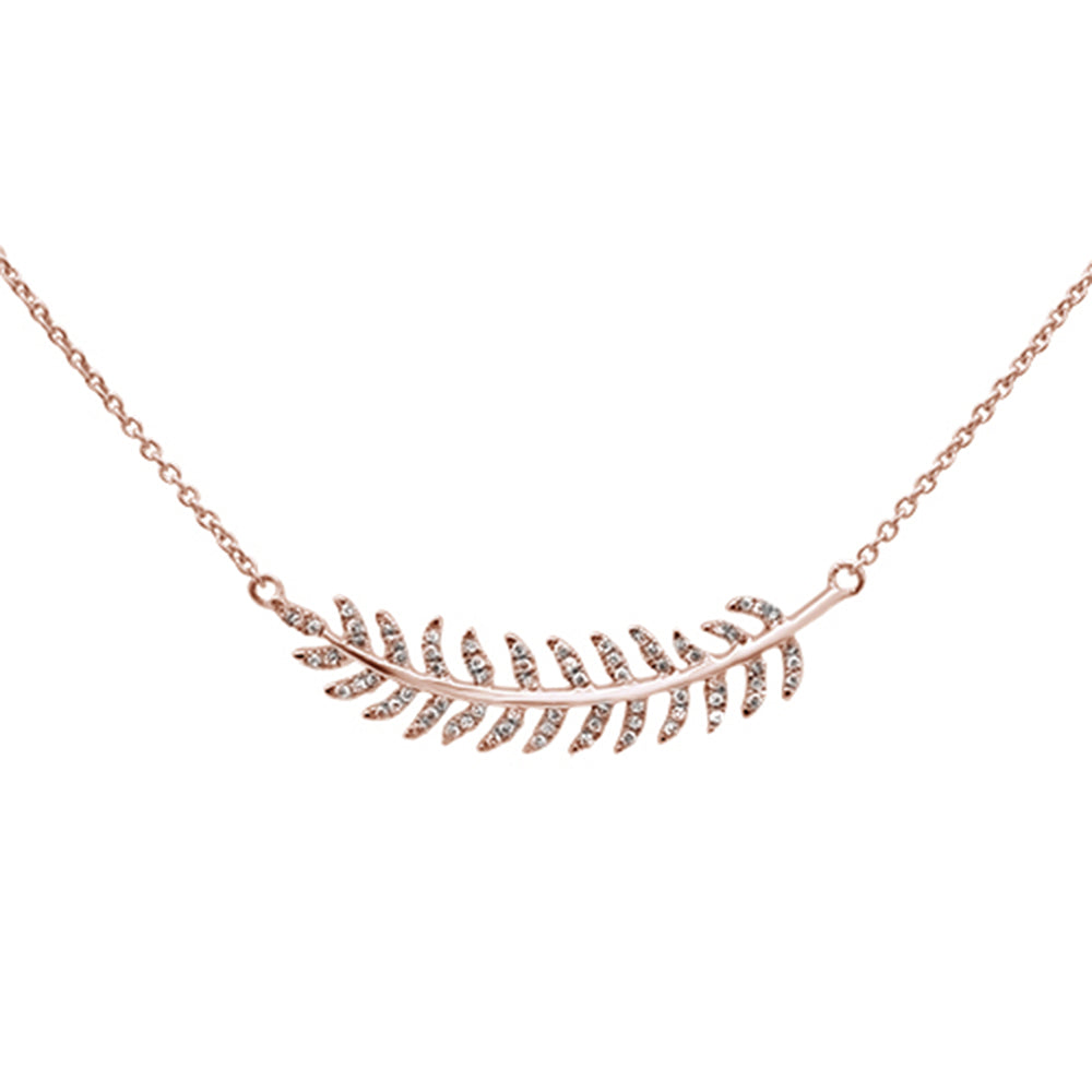 ''.13ct 14kt Rose Gold Olive Branch Diamond Pendant NECKLACE 16''''+2'''' Ext''