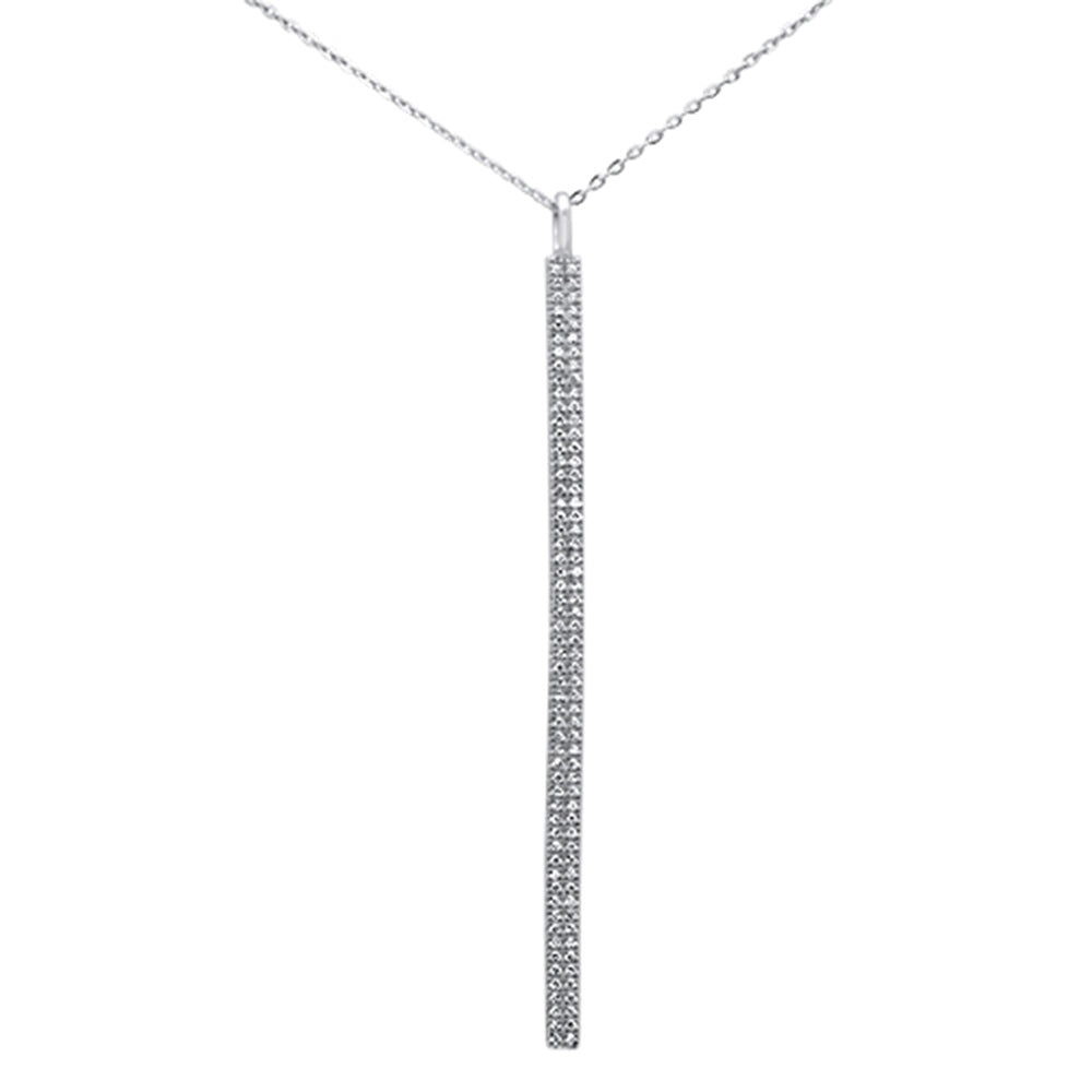 ''SPECIAL! .23ct 14kt White GOLD Diamond Vertical Bar Drop Pendant Necklace 16''''+2'''' Ext''