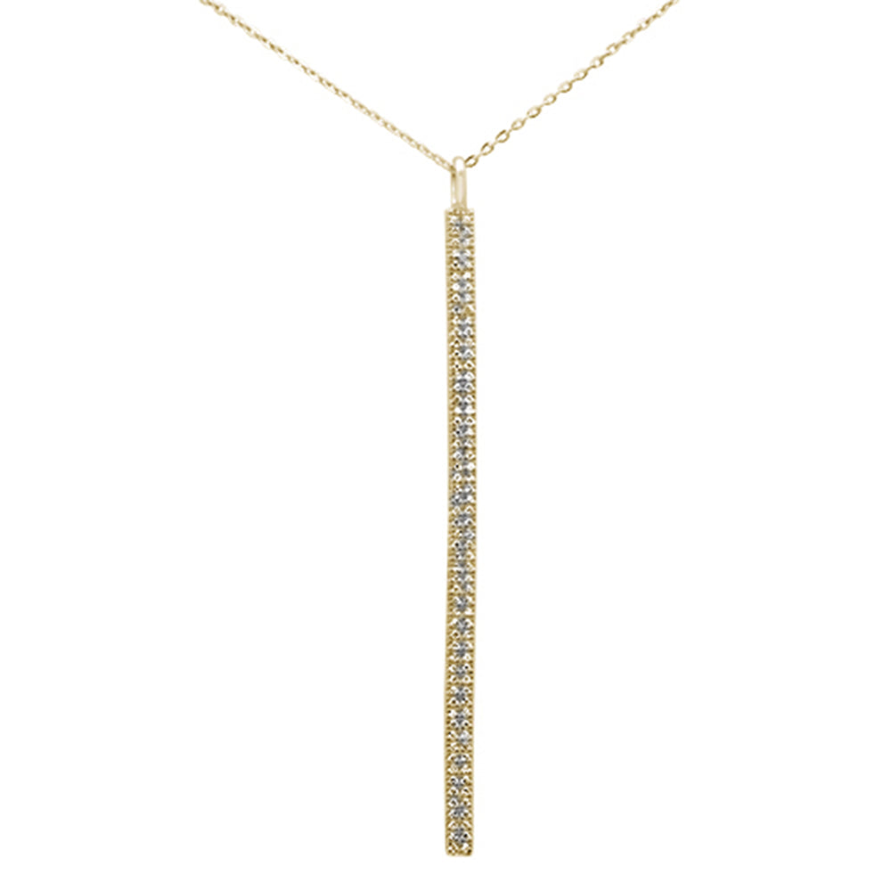 ''SPECIAL! .22ct 14kt Yellow Gold Diamond Vertical Bar Drop PENDANT Necklace 16''''+2''''''