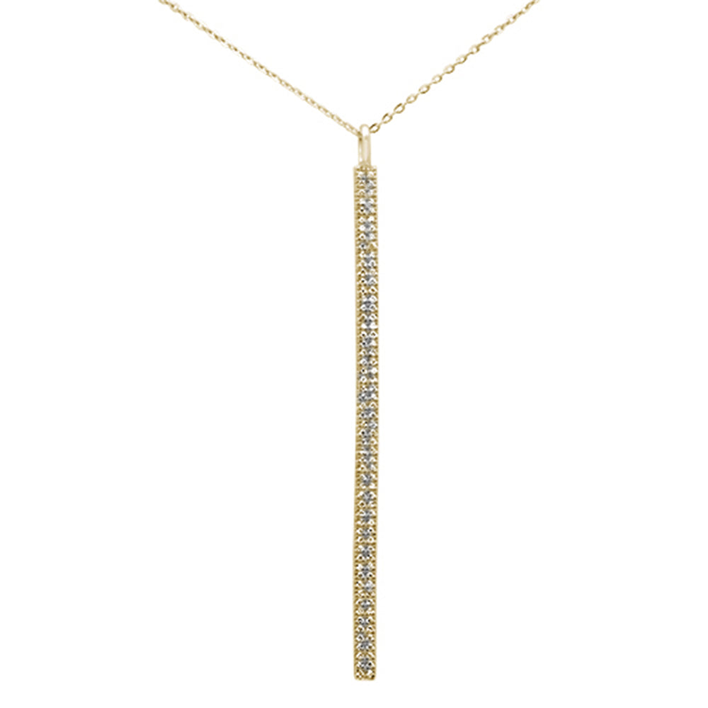 ''SPECIAL! .22ct 14kt Yellow GOLD Diamond Vertical Bar Drop Pendant Necklace 16''''+2''''''
