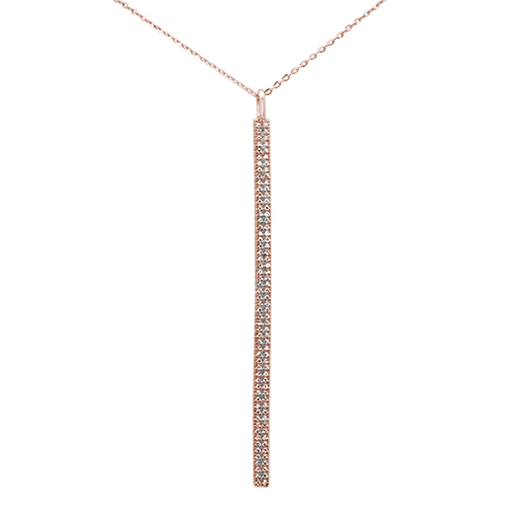 ''SPECIAL! .22ct 14kt Rose Gold Diamond Vertical Bar Drop PENDANT Necklace 16''''+2'''' Ext''
