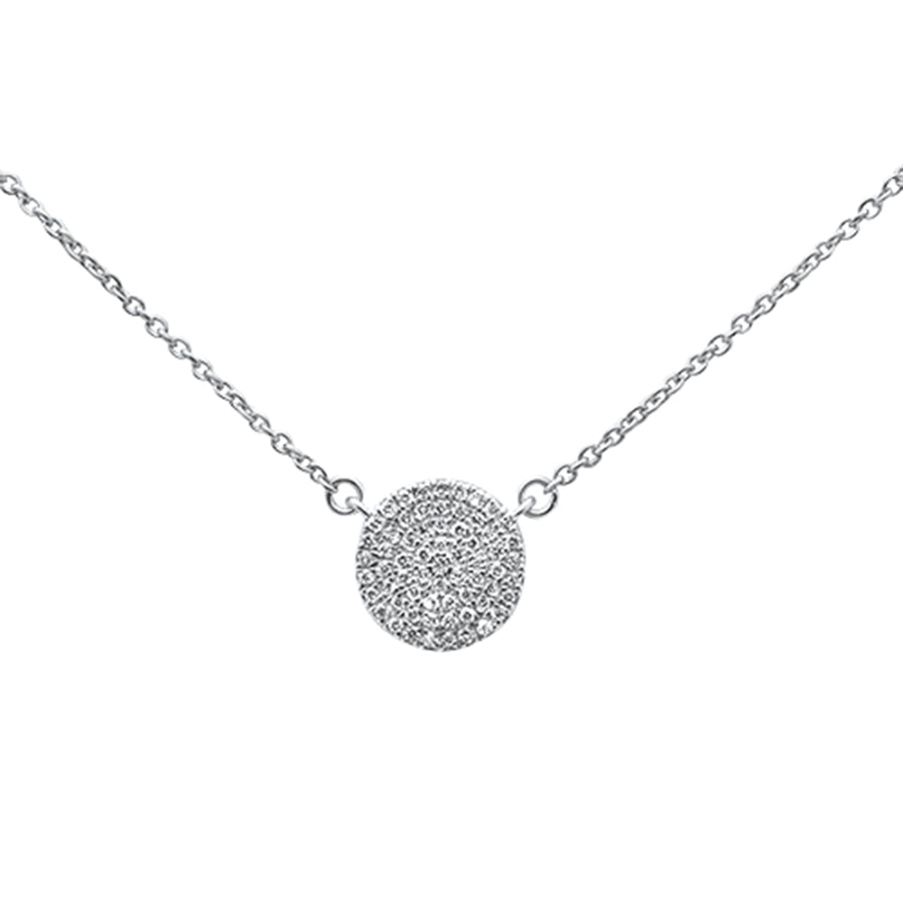 ''.11ct 14kt White Gold DIAMOND Micro Pave Disc Necklace 16''''+2''''''