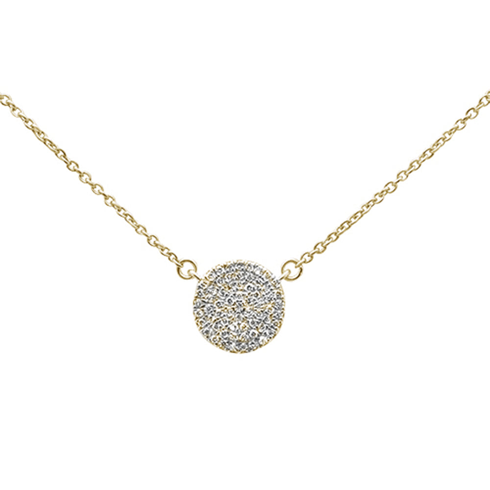 ''.13ct 14kt Yellow Gold DIAMOND Micro Pave Disc Necklace 16''''+2''''''