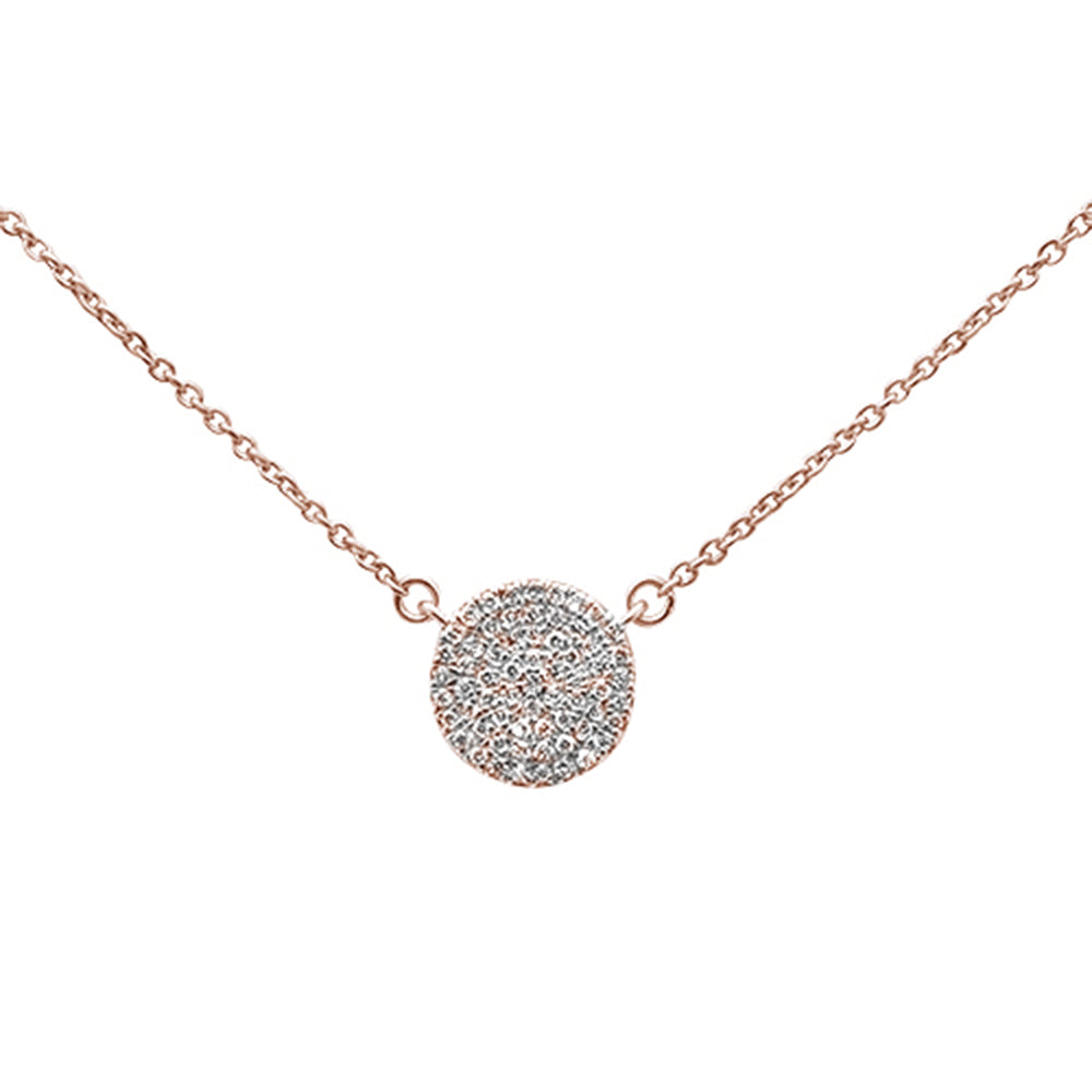 ''.10ct 14kt Rose Gold Diamond Micro Pave Disc NECKLACE 16''''+2''''''