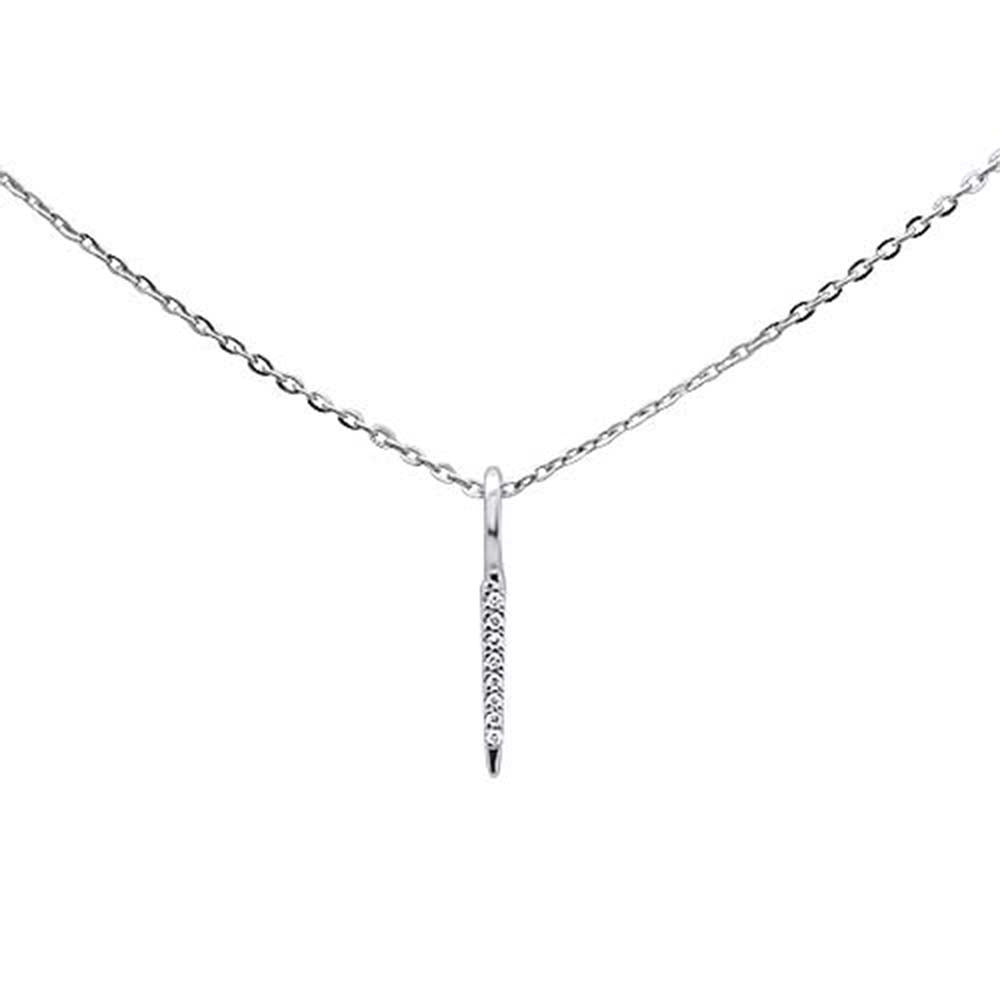 ''DIAMOND CLOSEOUT! .01ct 14kt White Gold Trendy DIAMOND Vertical Drop Pendant Necklace 16''''+2''''''