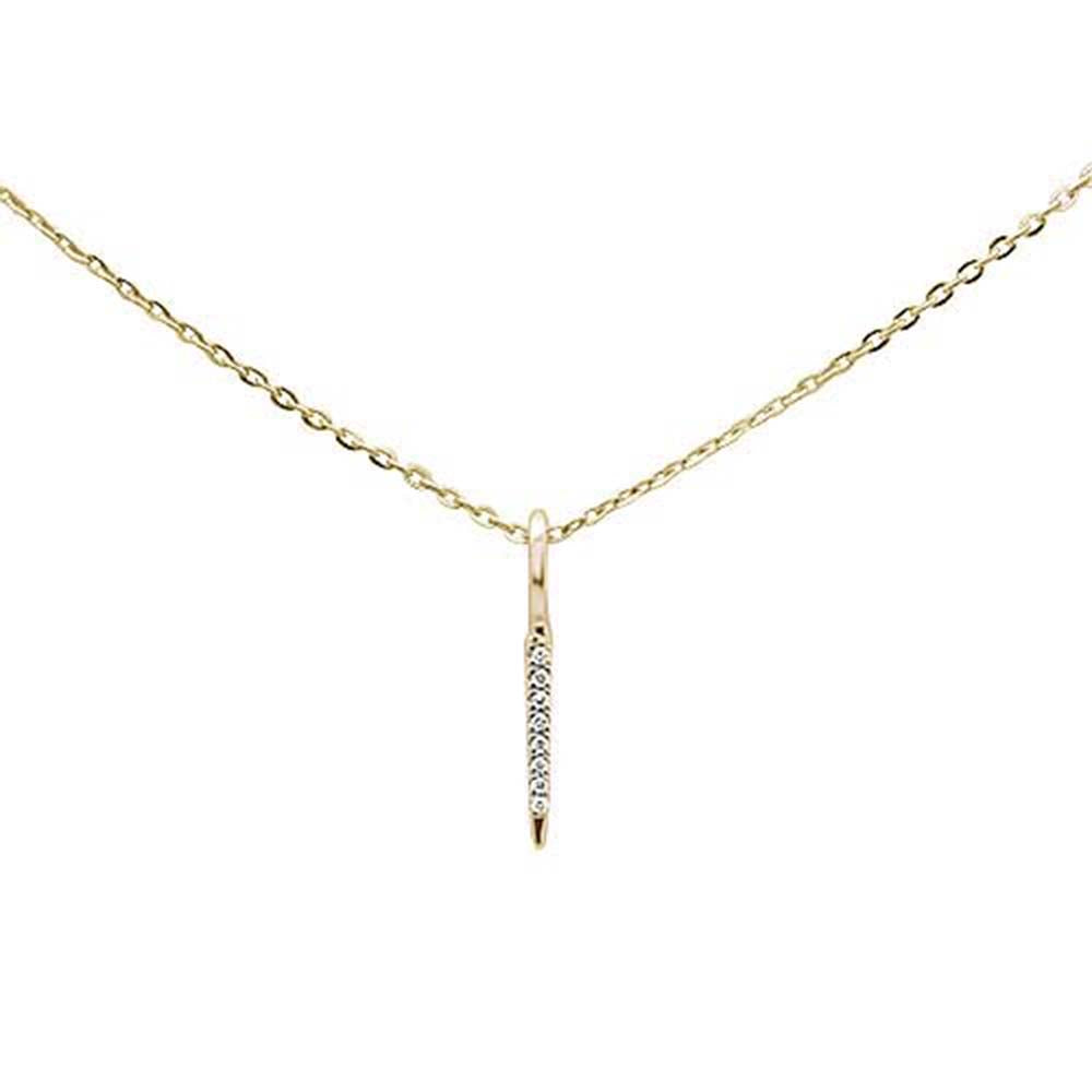 ''DIAMOND CLOSEOUT! .01ct 14kt Yellow Gold Trendy DIAMOND Vertical Drop Pendant Necklace 16''''+2''''''