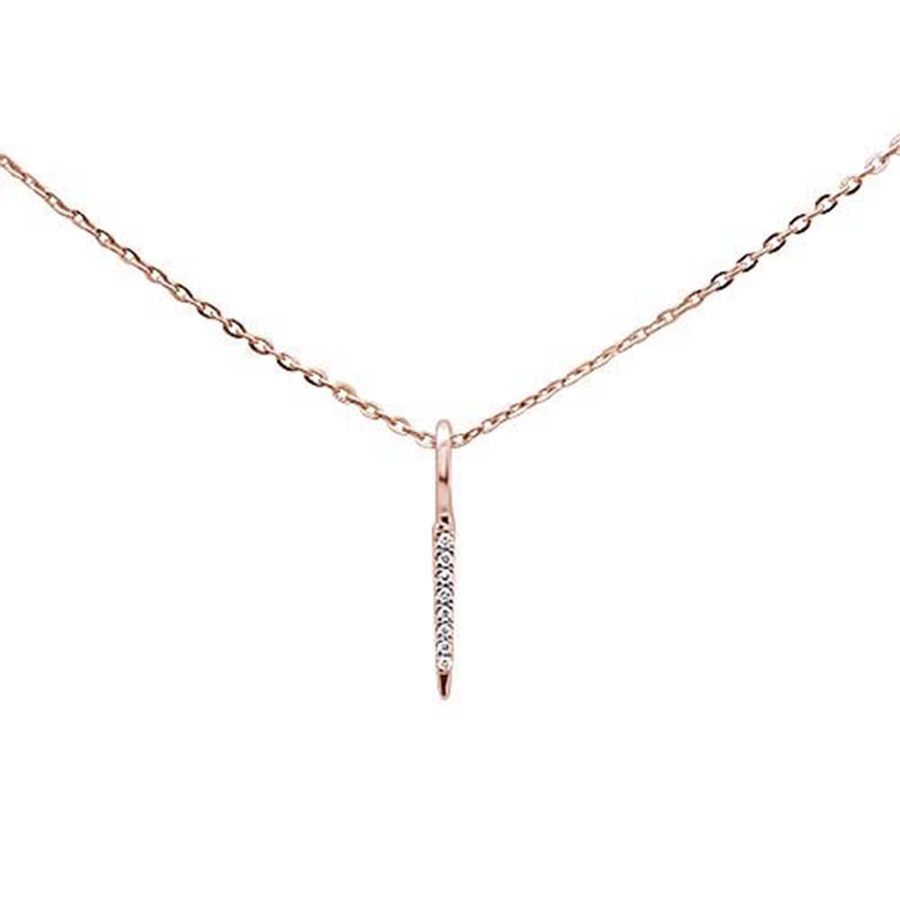 ''DIAMOND CLOSEOUT! .02ct 14kt Rose Gold Trendy DIAMOND Vertical Drop Pendant Necklace 16''''+2''''''