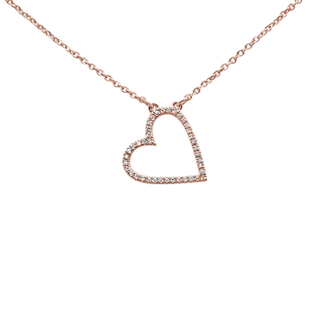 ''.11ct 14kt Rose Gold Trendy Sideways Heart Diamond PENDANT Necklace 16''''+2''''''