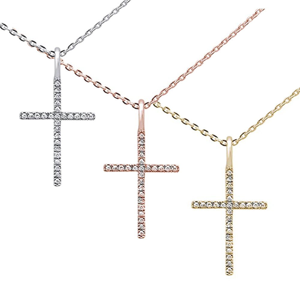 ''SPECIAL! .05ct 14kt Gold Diamond Cross Pendant NECKLACE 16''''+2'''' Ext''