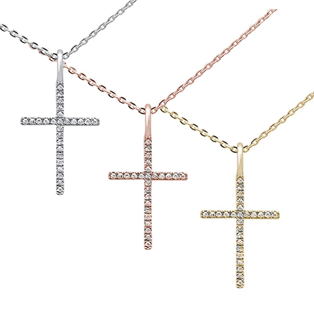 ''SPECIAL! .05ct 14kt Gold Diamond Cross PENDANT Necklace 16''''+2'''' Ext''