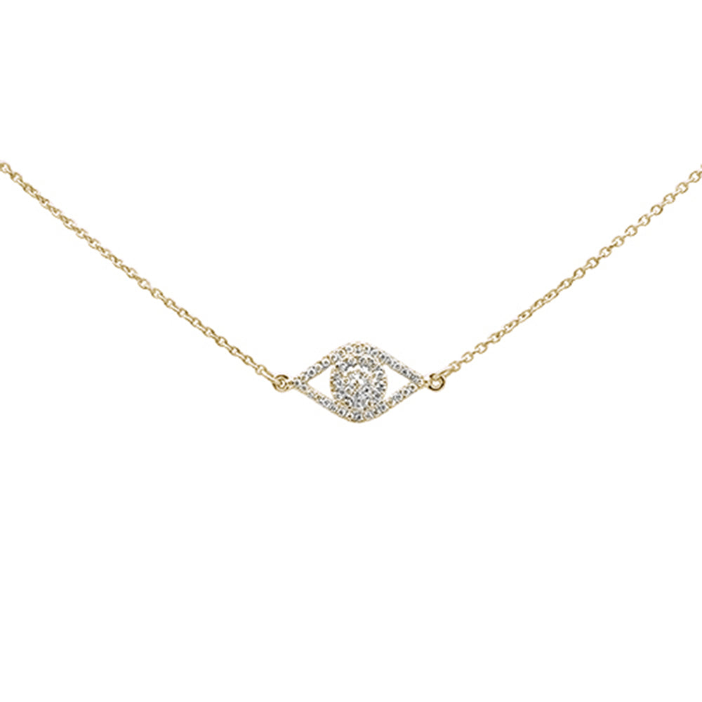 ''DIAMOND CLOSEOUT! .11ct 14kt Yellow Gold DIAMOND Evil Eye Hamsa Pendant Necklace 16''''+2'''' Ext''