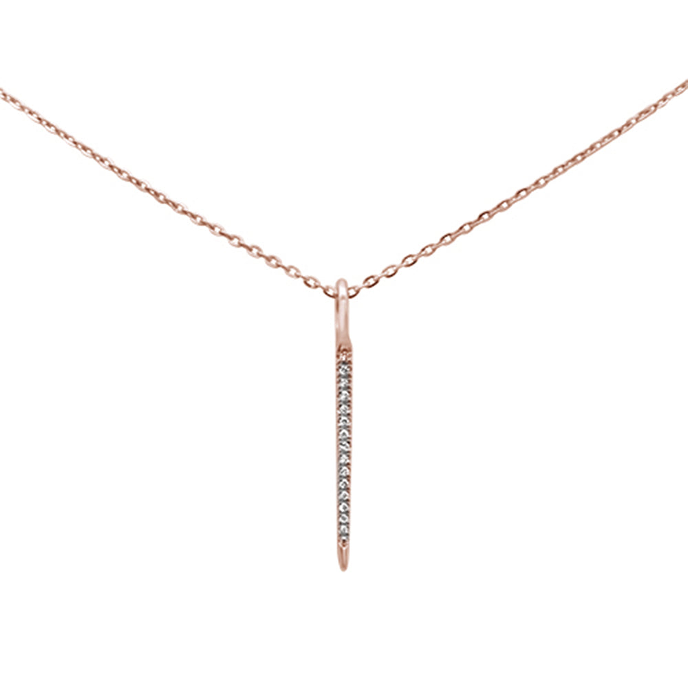 ''DIAMOND CLOSEOUT! .04ct 14kt Rose Gold DIAMOND Drop Dangle Pendant Necklace 16''''+2'''' Ext''