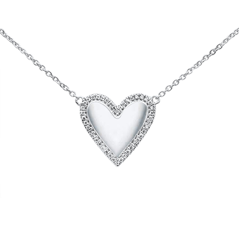 ''.07ct 14kt White Gold Heart Diamond PENDANT Necklace 16''''+2'''' Ext''