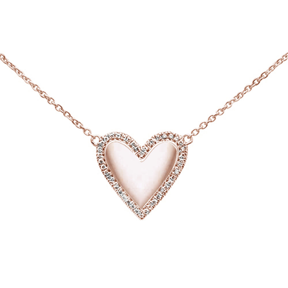 ''.09ct 14kt Rose Gold Diamond Heart PENDANT Necklace 16''''+2'''' Ext''