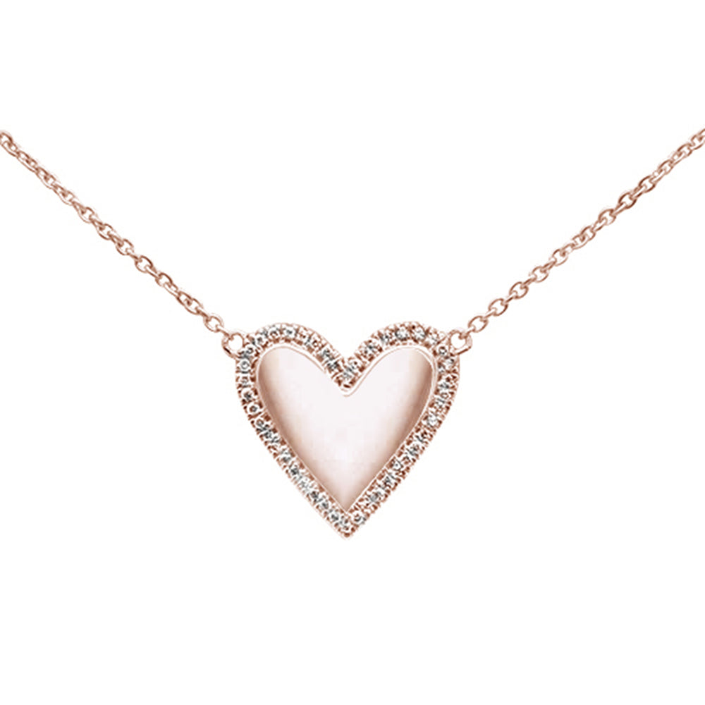 ''.09ct 14kt Rose Gold DIAMOND Heart Pendant Necklace 16''''+2'''' Ext''