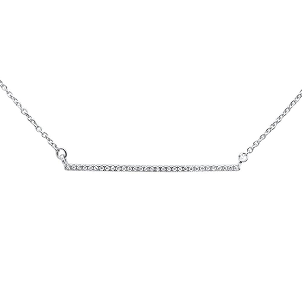 ''.06ct 14kt White Gold Trendy Diamond Bar Pendant NECKLACE 16''''+2'''' Ext''