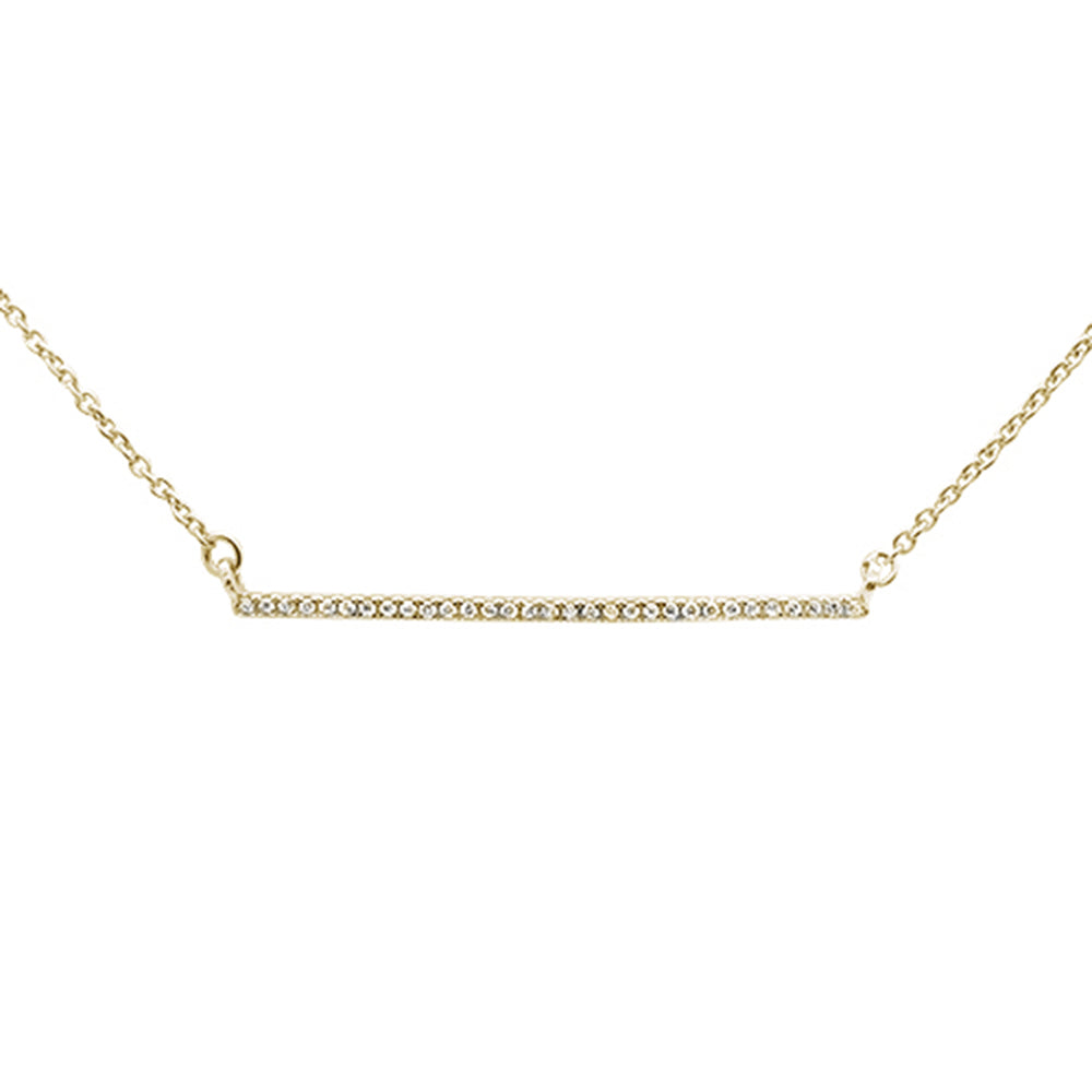 ''SPECIAL! .06ct 14kt Yellow Gold Trendy DIAMOND Bar Pendant Necklace 16''''+2'''' Ext''