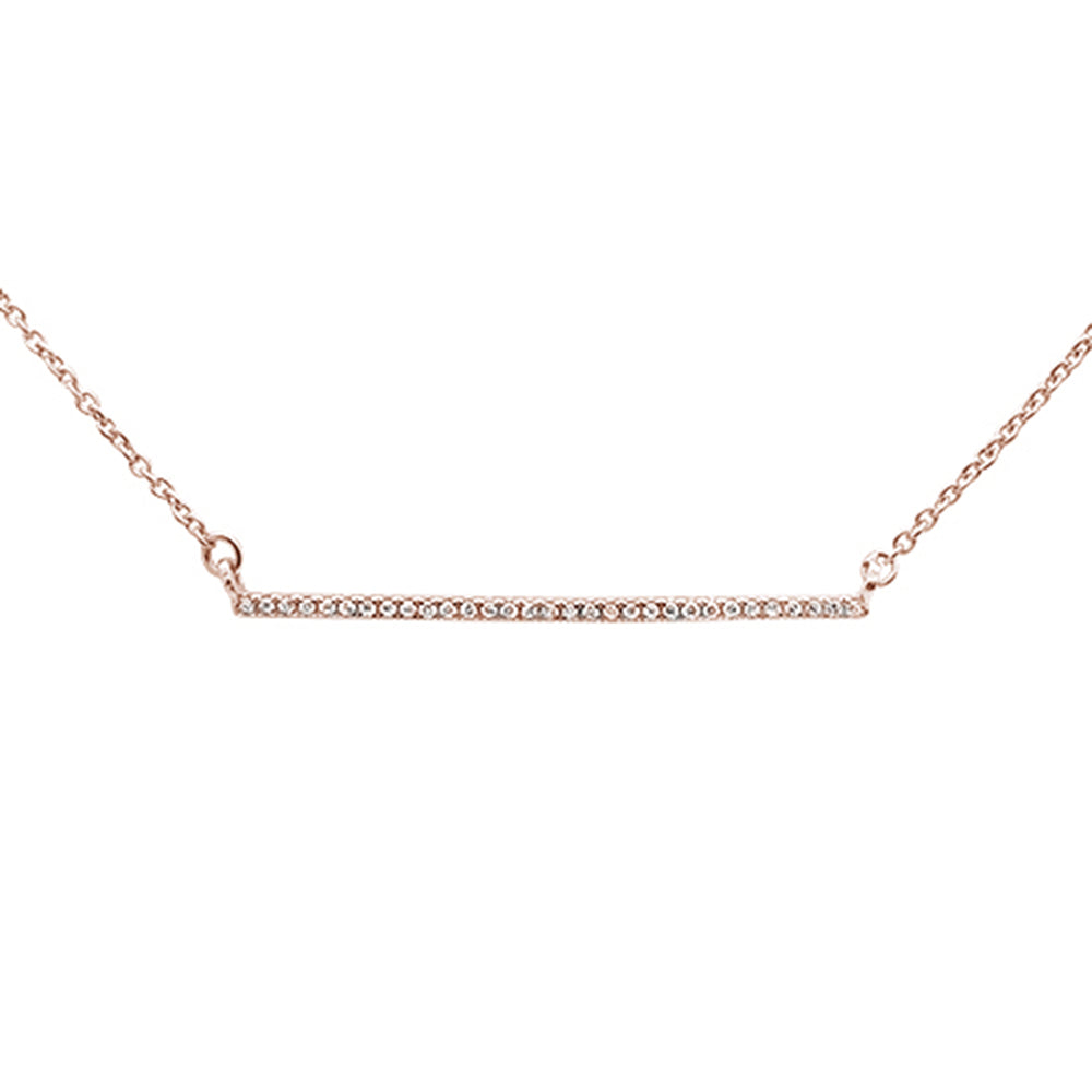 ''.07ct 14kt Rose GOLD Trendy Diamond Bar Pendant Necklace 16''''+2'''' Ext''