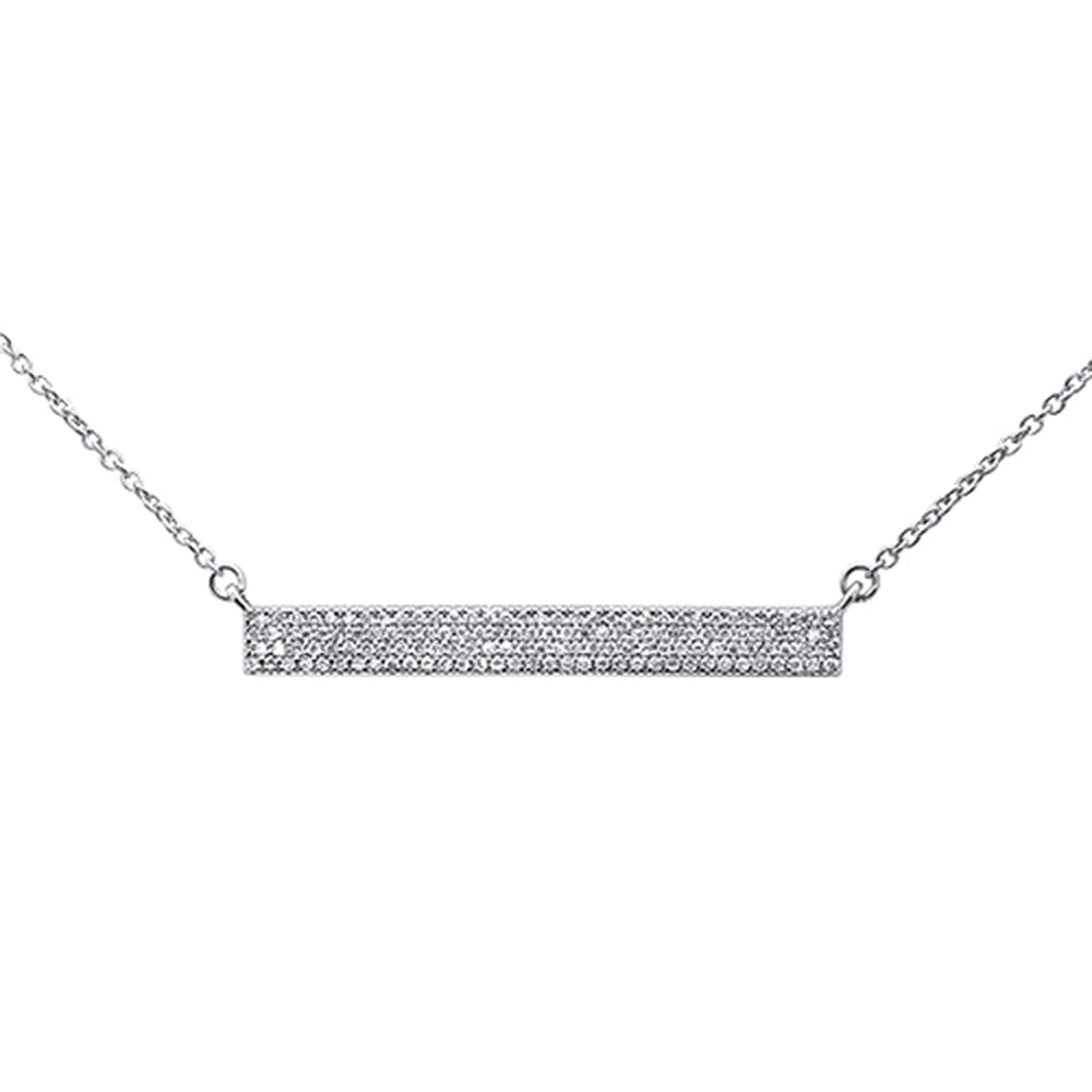 ''SPECIAL!.28ct 14kt White Gold Diamond MicroPave Trendy Bar PENDANT Necklace 16''''+2''''''