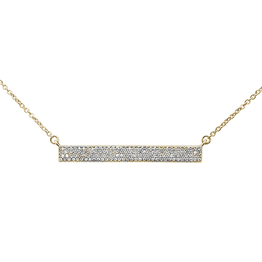 ''SPECIAL!.29ct 14kt Yellow Gold MicroPave Trendy Bar PENDANT Necklace 16''''+2''''''