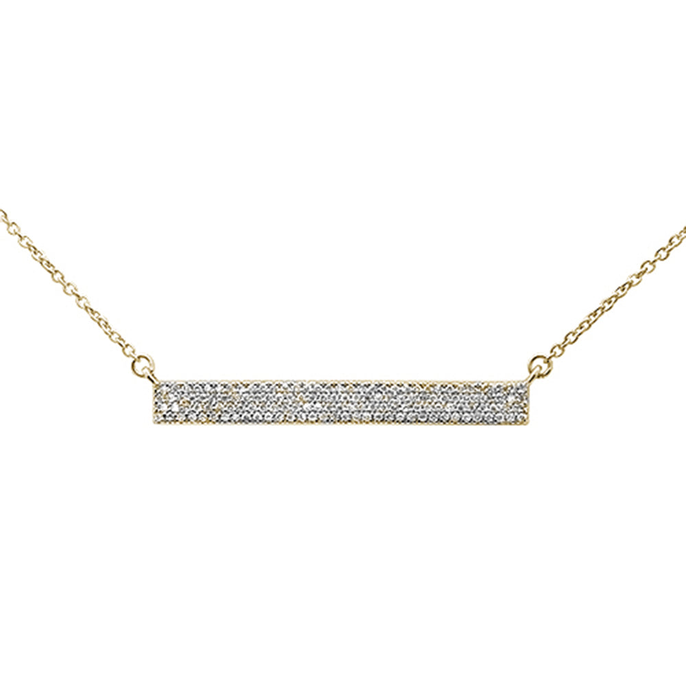 ''SPECIAL!.29ct 14kt Yellow GOLD MicroPave Trendy Bar Pendant Necklace 16''''+2''''''