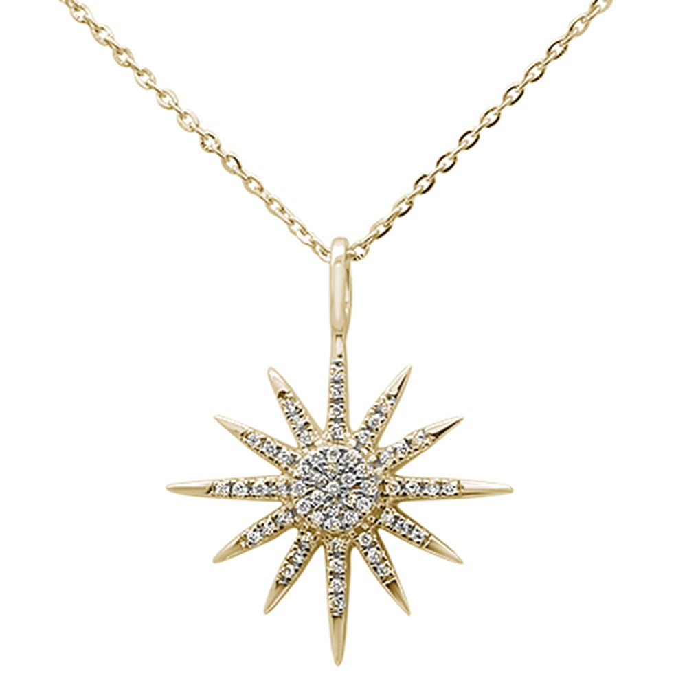 ''.11ct 14kt Yellow Gold Trendy Starburst PENDANT Necklace 16''''+2'''' Ext''