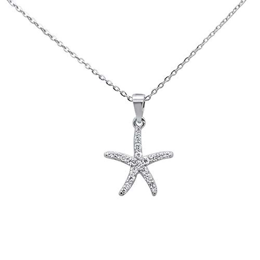 ''.17ct 14kt White Gold Starfish Diamond PENDANT Necklace 16''''+2'''' Ext''