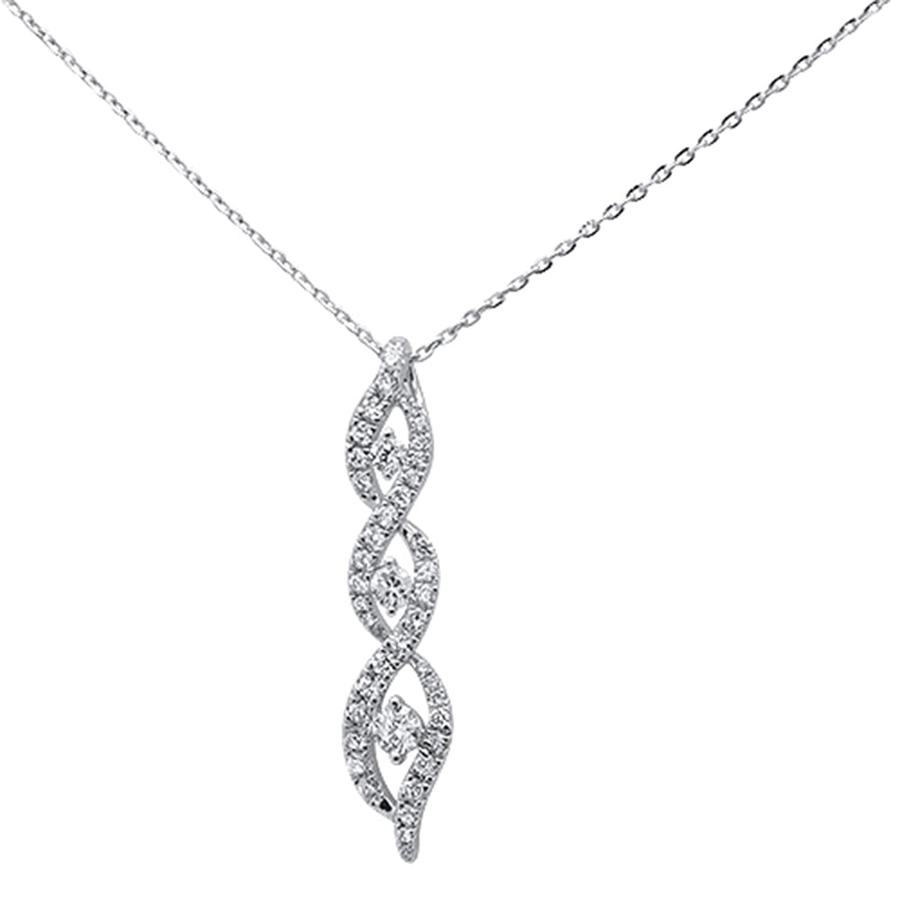 ''SPECIAL!.45ct 14kt White GOLD Infinity Swirl Diamond Pendant Necklace 16''''+2'''' Ext''