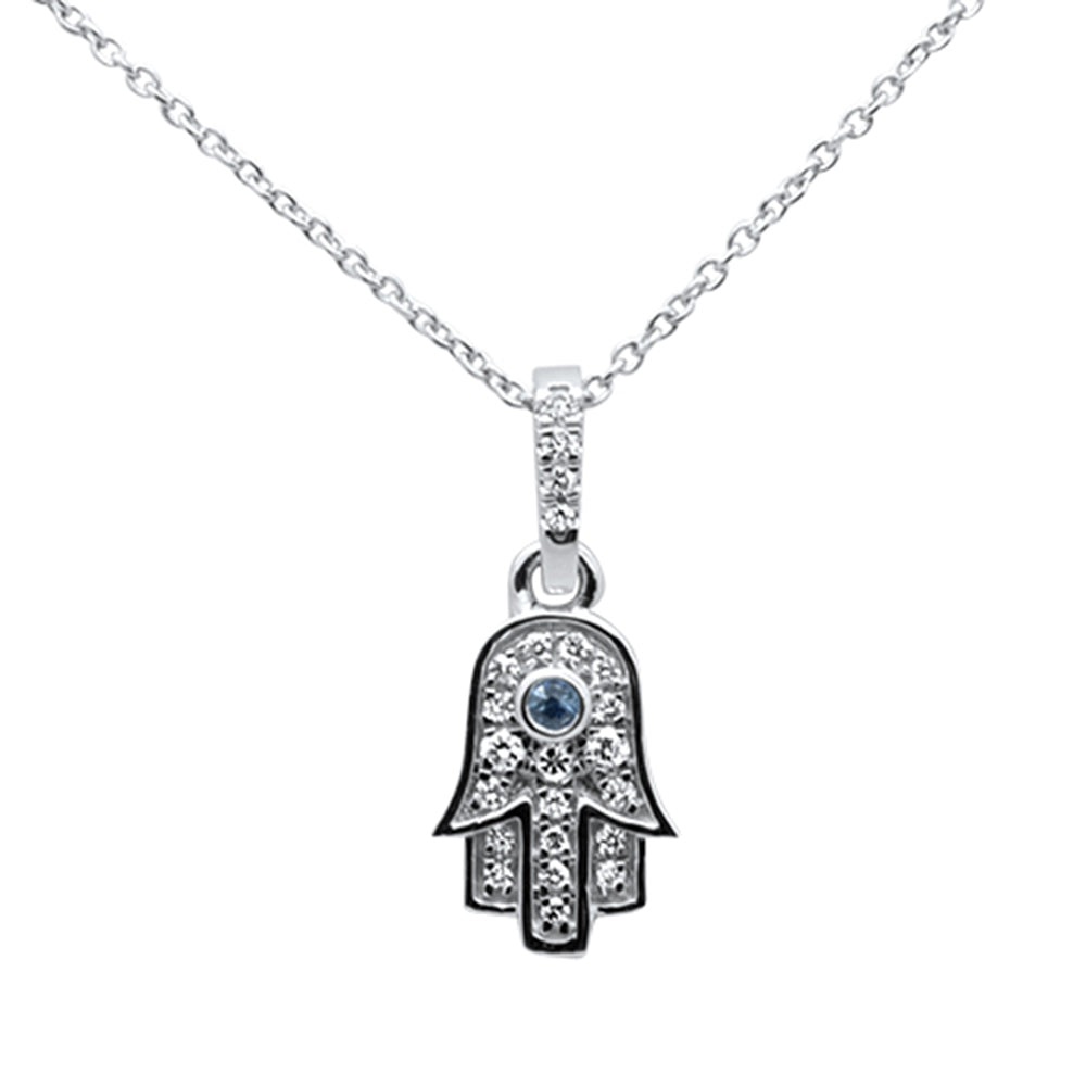 ''.17ct 14kt White Gold Diamond Hand of Hamsa PENDANT Necklace 16''''+ 2'''' Ext''