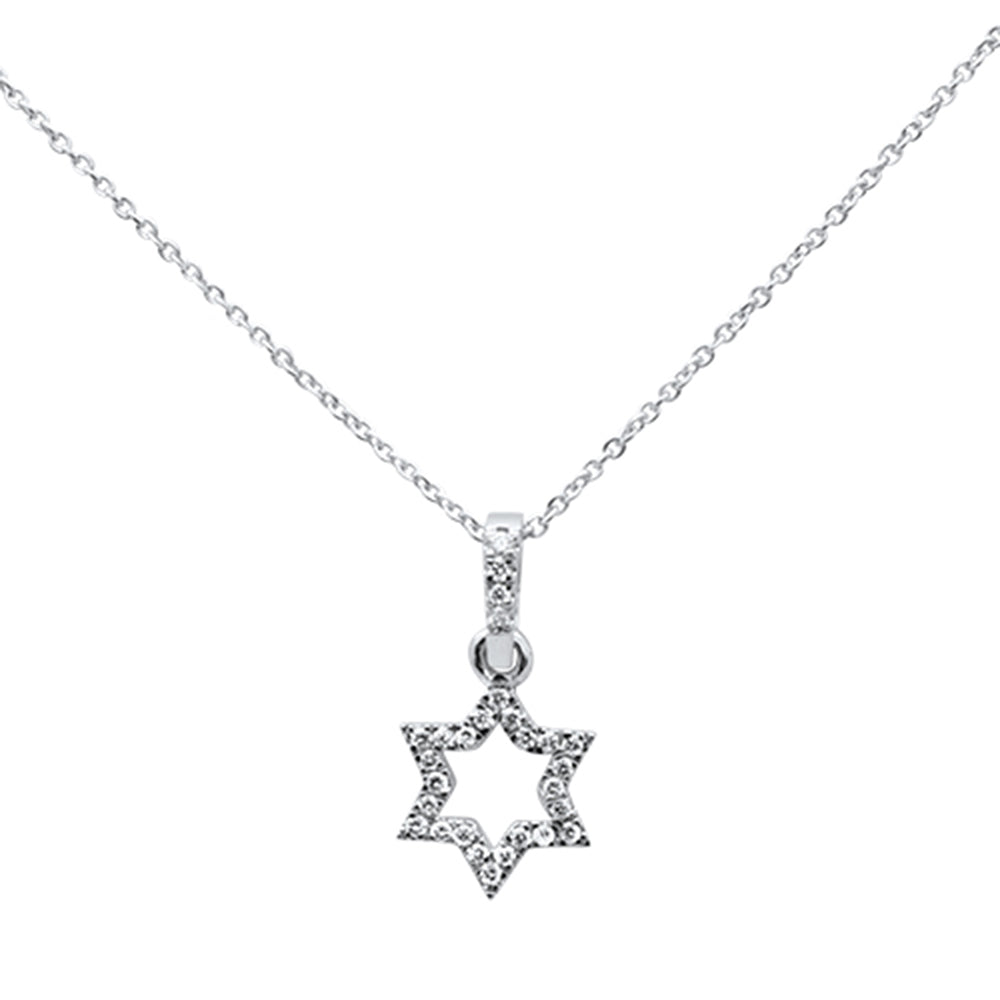 ''.15ct 14kt White Gold Diamond Trendy Star PENDANT Necklace 16''''+ 2'''' Ext''