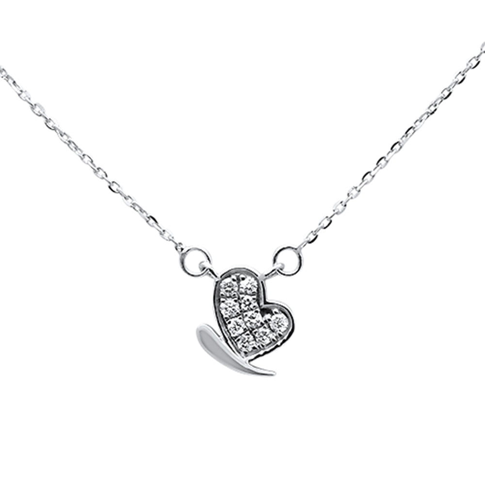 ''.10ct 14kt White Gold DIAMOND Heart Pendant Necklace 16''''+ 2'''' Ext''