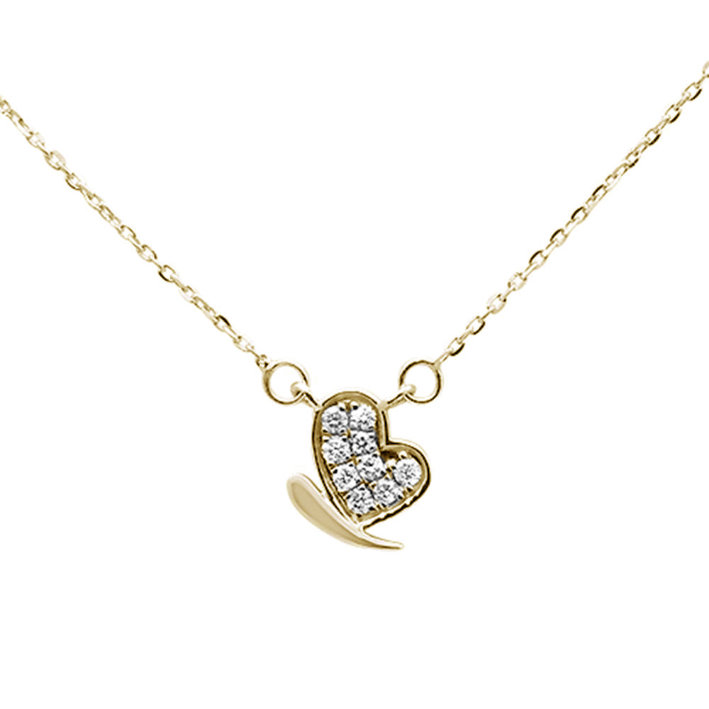 ''.12ct G SI 14K Yellow Gold DIAMOND Heart Pendant Necklace 18''''''