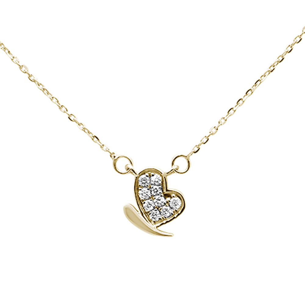 ''.12ct G SI 14K Yellow Gold Diamond Heart PENDANT Necklace 18''''''
