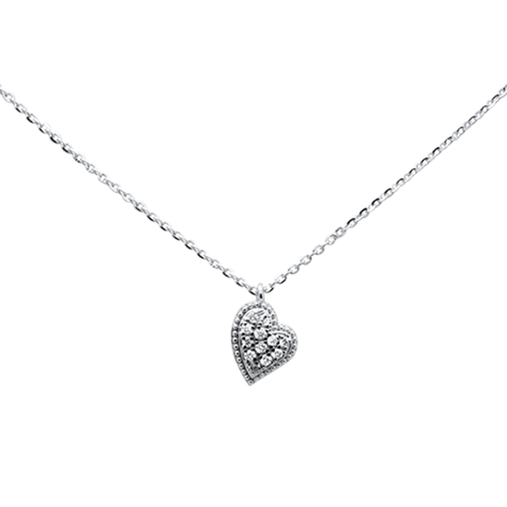 ''.07ct 14kt White Gold DIAMOND Heart Pendant Necklace 16''''+ 2'''' Ext''