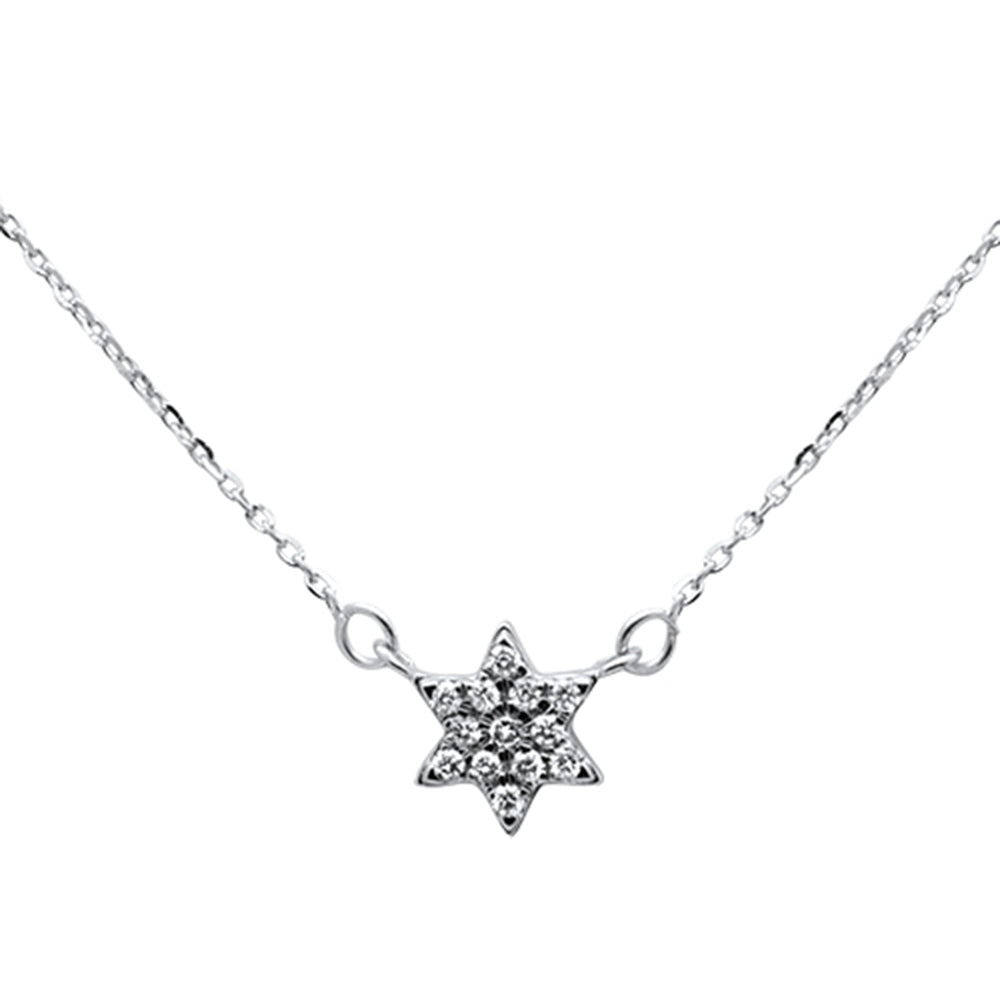 ''.10ct 14kt White Gold Star Diamond Pendant NECKLACE 16''''+ 2'''' Ext''