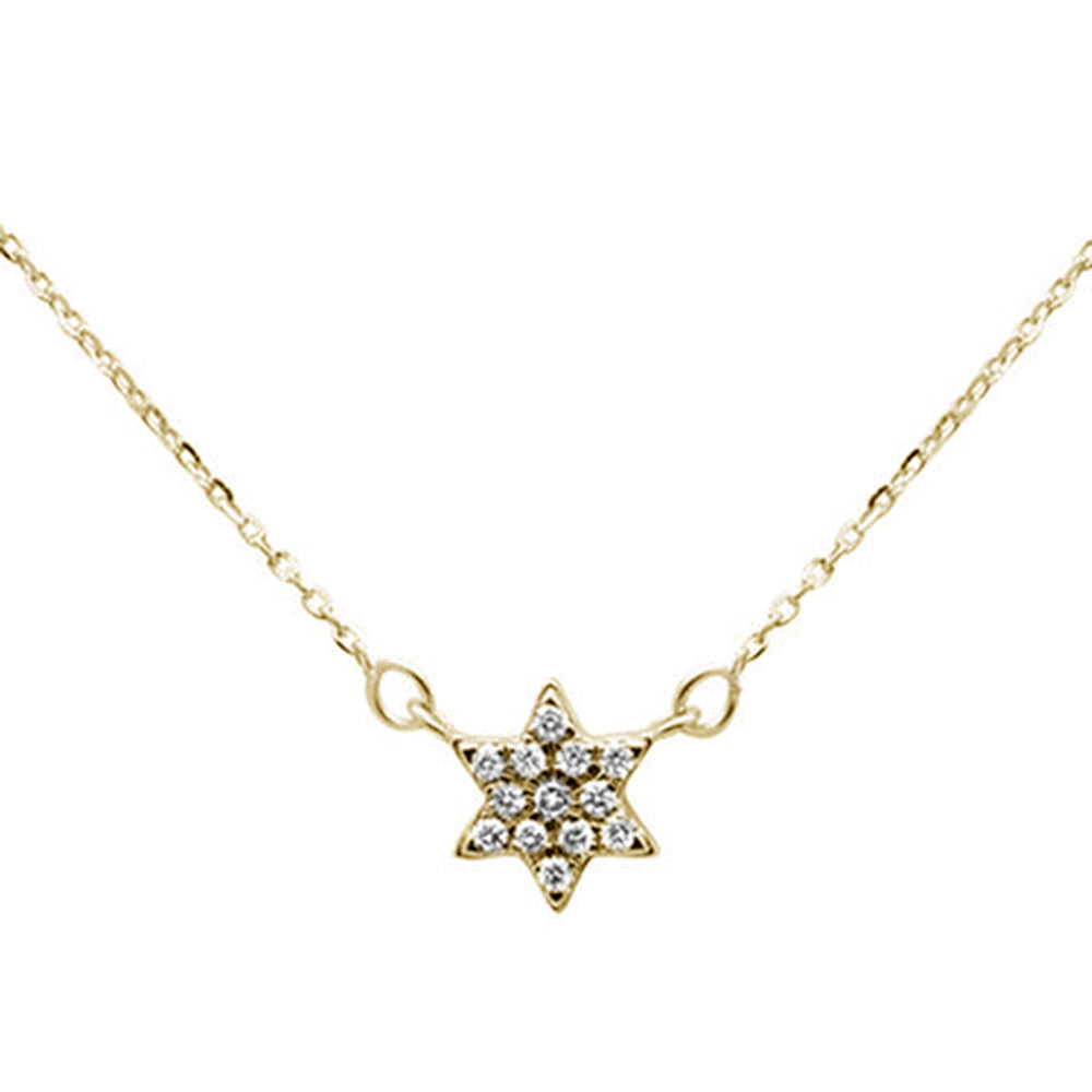 .09ct 14K Yellow Gold Star Celestial Pendant NECKLACE