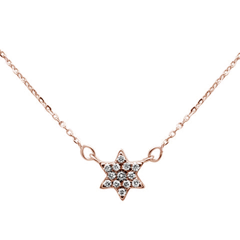 .09ct 14K Rose Gold Star Celestial Pendant NECKLACE