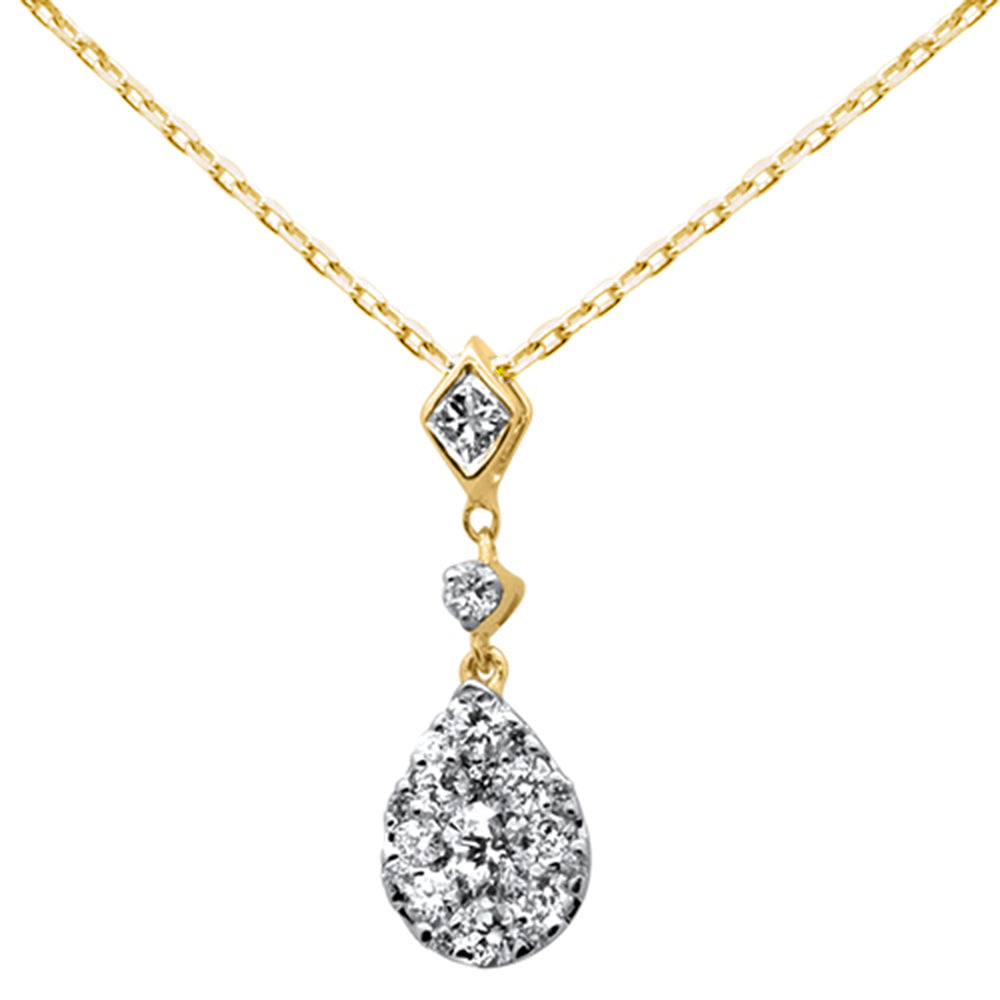 ''SPECIAL!.43ct 14k Yellow Gold Diamond Pear Shaped Drop PENDANT Necklace 16''''+Ext''