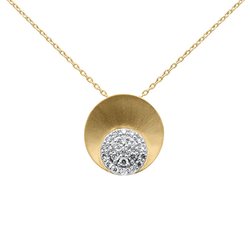''.20ct 14k Yellow GOLD Trendy Modern Diamond Satin Finish Pendant Necklace 18''''''
