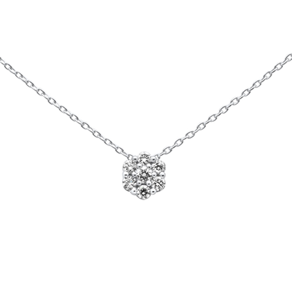 ''.14ct 14k White GOLD Diamond Cluster Pendant Necklace 18''''''