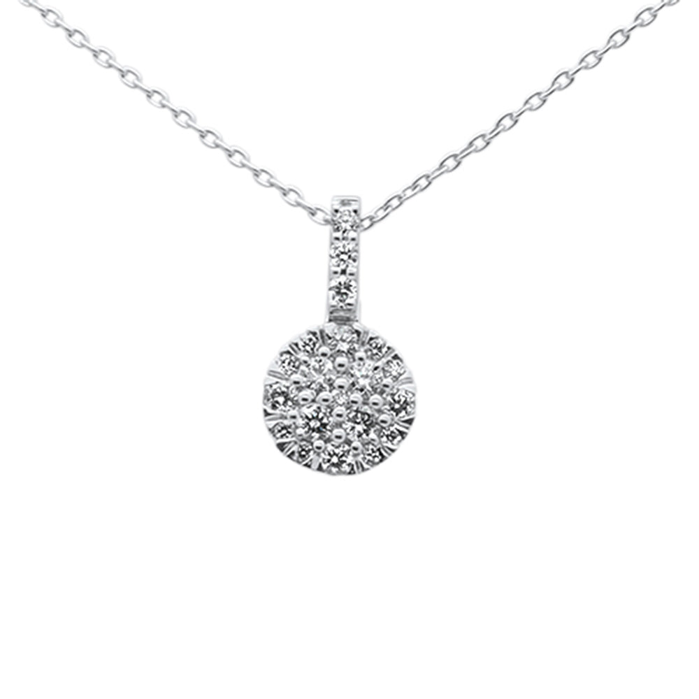 ''.24ct 14k White Gold Diamond Cluster Solitaire PENDANT Necklace 18''''''