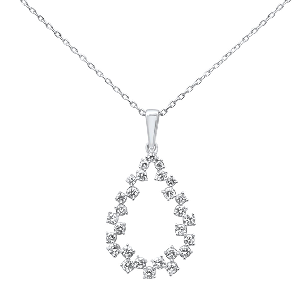 ''SPECIAL! .38ct 14k White Gold Diamond Tear Drop Shape PENDANT Necklace 18''''''