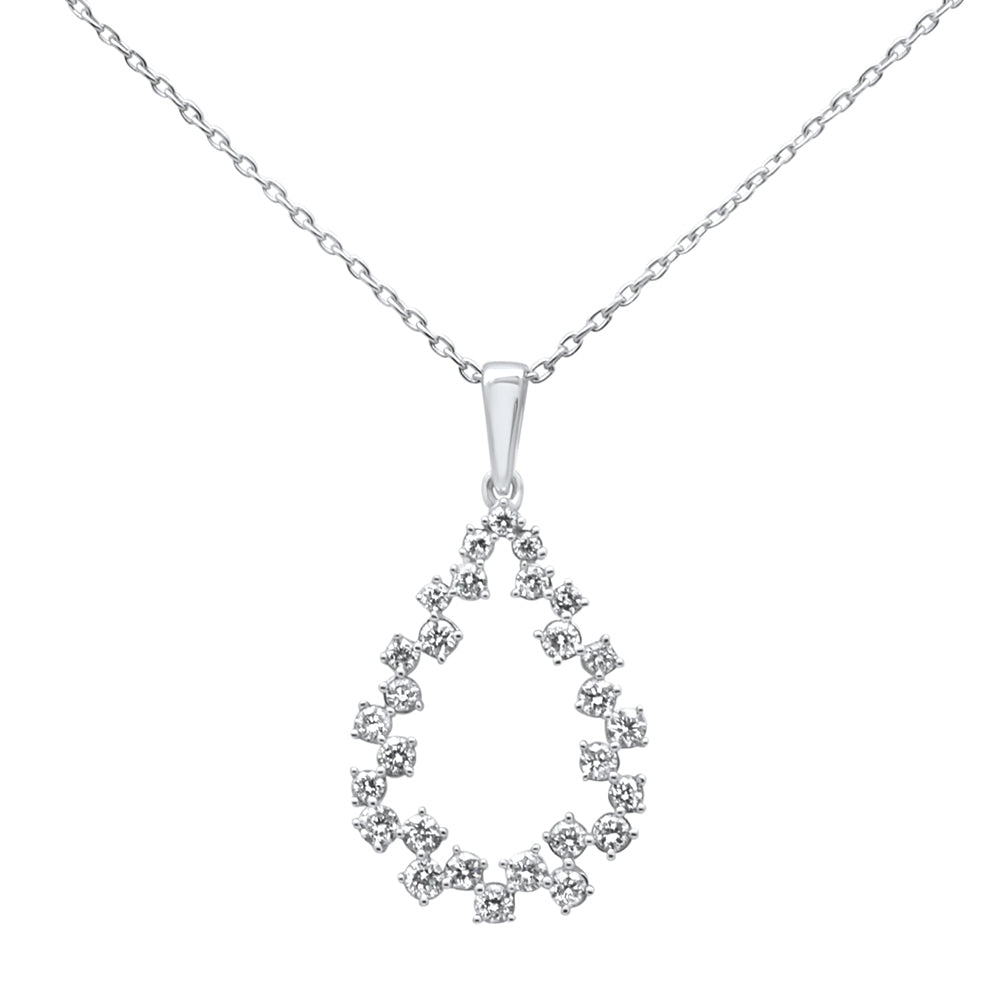 ''SPECIAL! .38ct 14k White GOLD Diamond Tear Drop Shape Pendant Necklace 18''''''